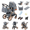 Poussette bébé 3 en 1 gris perle avec roues tout-terrain - Bébé Lova