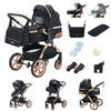 Poussette 3 en 1 noire avec accessoires premium et cosy assorti - Bébé Lova