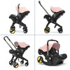 Poussette QuadPram packshot rose 4 vues réversible siège réglable - Bébé Lova