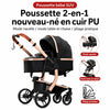 Poussette bébé 2-en-1 en cuir PU avec mode nacelle et mode assise - Bébé Lova