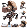 Poussette 3-en-1 beige et marron avec accessoires pour nouveau-né - Bébé Lova