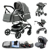 Travel system gris chiné avec poussette, cosy et nacelle bébé - Bébé Lova