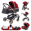 Ensemble poussette trio rouge avec cosy bébé et nacelle confortable - Bébé Lova