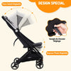 Design spécial de la poussette AirFold avec pare-soleil réglable, sangle de dossier et repose-pieds ajustables - Bébé Lova