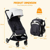 Schéma des dimensions de la poussette AirFold, charge maximale 18 kg pour enfants de 6 à 36 mois - Bébé Lova