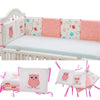 Tour de lit bébé rose avec motifs hiboux et panneaux décoratifs assortis - Bébé Lova