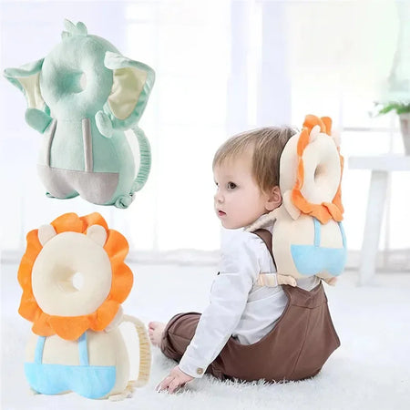 Protège-tête bébé avec modèles lion et éléphant pour apprentissage de la marche - Bébé Lova