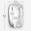 Dimensions du réducteur de lit bébé ajustable avec mesures détaillées - Bébé Lova