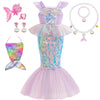 Robe sirène ArielDress avec accessoires arc-en-ciel et parure de bijoux fantaisie - Bébé Lova
