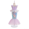 Vue arrière de la robe sirène ArielDress avec sequins irisés et finition queue de sirène en tulle - Bébé Lova