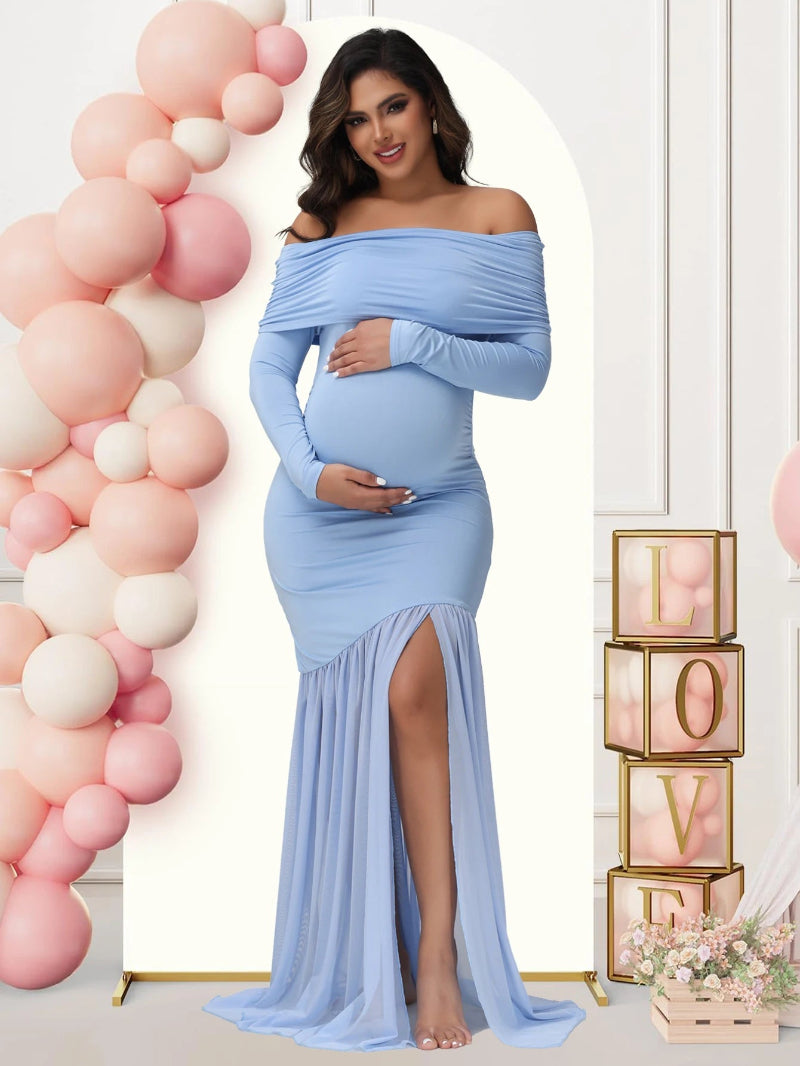 Robe FishPhoto bleu ciel décor ballons roses boites LOVE séance photo - Bébé Lova