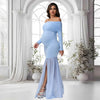 Robe FishPhoto bleu ciel coupe mermaid silhouette sirène épaules nues - Bébé Lova