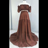 Robe longue marron pour séance photo grossesse présentée sur mannequin - Bébé Lova