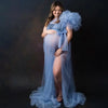 Robe maternité SheerPhoto bleu ciel tulle transparent photoshoot grossesse - Bébé Lova