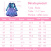 Guide des tailles de la robe sirène MermailTull avec mesures détaillées pour enfants de 3 à 12 ans - Bébé Lova