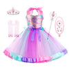 Robe sirène tutu fille rose avec couronne, baguette magique et parure de princesse assortie - Bébé Lova