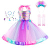 Robe sirène tutu fille rose avec serre-tête licorne, gants et bijoux de princesse - Bébé Lova