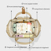Vue intérieure du sac à langer avec poche zippée invisible, compartiment vêtements, poche lingettes et grand espace de rangement - Bébé Lova
