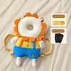 Sac anti-chute lion en velours avec sangle réglable et genouillères de protection - Bébé Lova