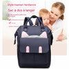 Sac à dos à langer bleu marine style chat porté au quotidien par une maman - Bébé Lova