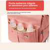 Compartiment isotherme intégré pour trois biberons dans le sac à dos à langer - Bébé Lova