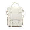 Sac à langer beige présenté de face avec poche avant à boucles - Bébé Lova