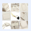 Détails des finitions du sac à langer : sangles réglables, zips, coutures renforcées et porte-clés - Bébé Lova