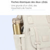 Poches élastiques des deux côtés du sac pour une gourde d'un côté et des mouchoirs de l'autre - Bébé Lova