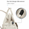 Port de charge USB externe avec câble intégré sur le sac à langer beige - Bébé Lova