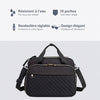 Sac à langer bandoulière noir CrossMom et ses avantages : résistant à l'eau, 15 poches, bandoulière réglable, design élégant - Bébé Lova
