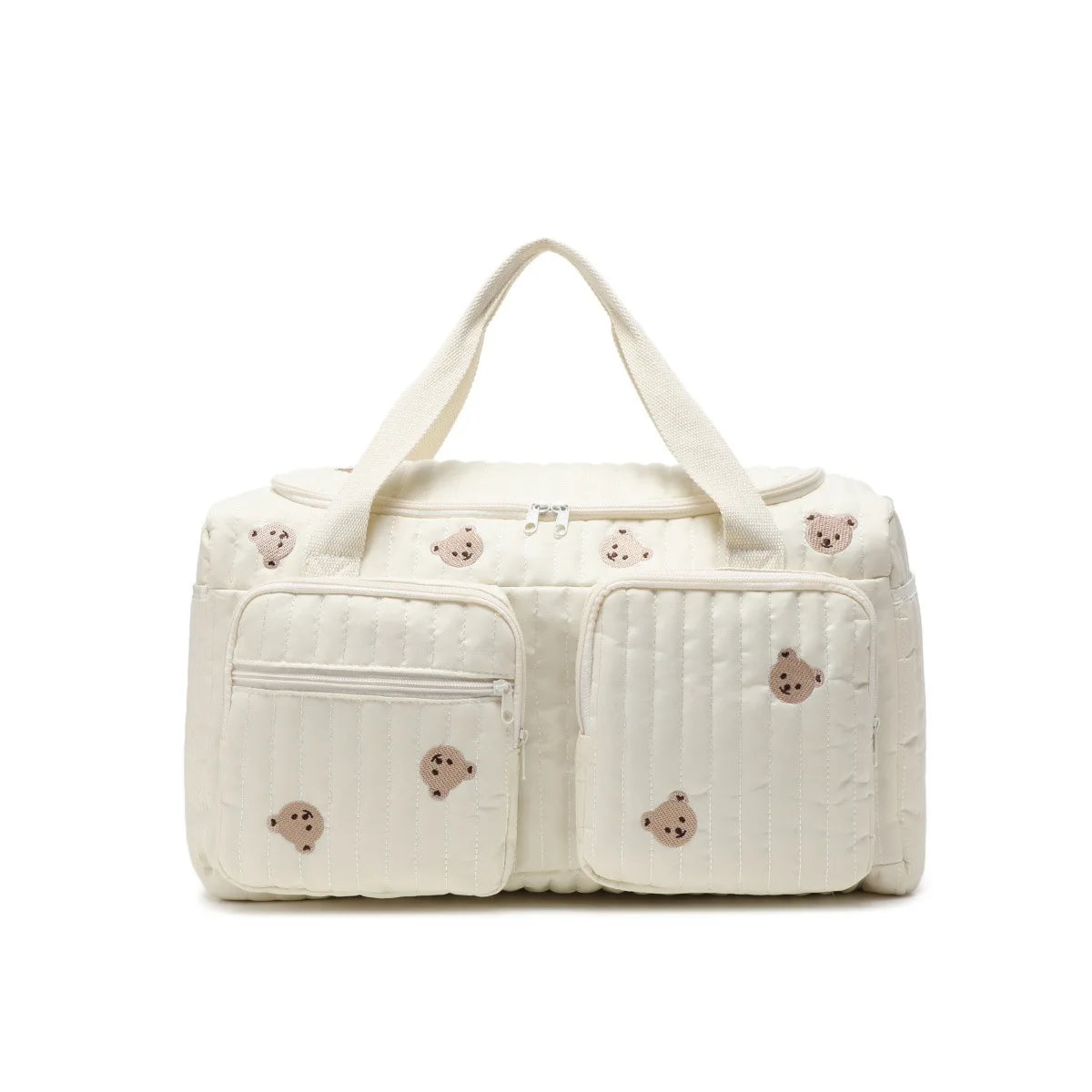 Vue de face du sac à langer EmbroidyMom avec broderies ourson - Bébé Lova