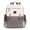 Sac à langer Oxford maman bicolore blanc cassé et gris avec finitions cuir - Bébé Lova