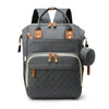 Sac à langer à dos coloris gris foncé présenté de face avec mini-pochette - Bébé Lova