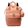 Sac à langer à dos coloris rose présenté de face avec mini-pochette - Bébé Lova