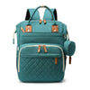 Sac à langer à dos coloris vert émeraude présenté de face avec mini-pochette - Bébé Lova