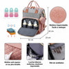 Sac à langer imperméable et anti-rayures de 32 x 42 x 23 cm avec 3 poches biberons isothermes en aluminium et filet de ventilation - Bébé Lova