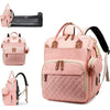 Sac à langer rose et gris présenté sous plusieurs angles avec porte-monnaie assorti - Bébé Lova