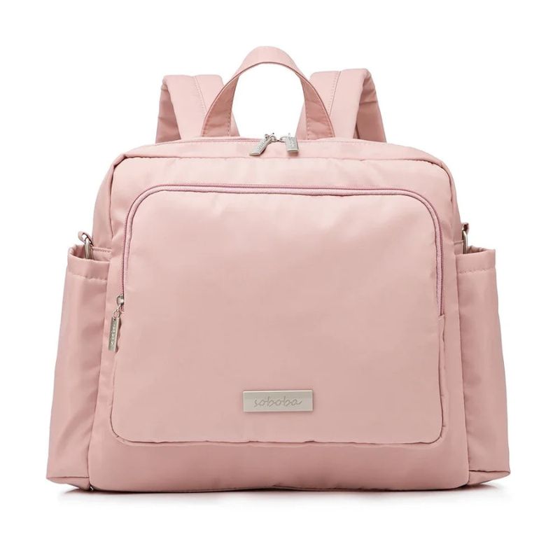 Sac à langer imperméable premium rose vue de face avec finition épurée - Bébé Lova
