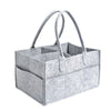 Sac de rangement à couches en feutre gris avec compartiments amovibles, vue de trois quarts - Bébé Lova
