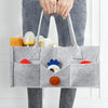 Sac de rangement à couches en feutre gris transporté à la main, rempli d'affaires de bébé - Bébé Lova
