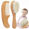 Kit complet brosse douce et peigne en bois naturel pour bébé avec illustration produit - Bébé Lova