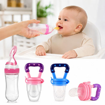 Set de diversification 4 pièces avec biberon cuillère et grignoteuses en silicone - Bébé Lova