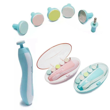 Embouts de lime et versions rose et bleue du kit de manucure électrique bébé - Bébé Lova