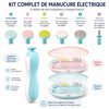 Kit complet de manucure électrique bébé avec 6 embouts de soin et boîtier de rangement compact - Bébé Lova