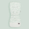 Matelas de poussette universel à motif feuillage blanc sur fond vert sauge avec envers minky à pois - Bébé Lova
