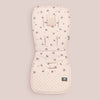 Matelas de poussette universel à motif pissenlits sur fond rose poudré avec envers minky à pois - Bébé Lova