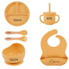 Coffret repas bébé silicone jaune moutarde personnalisé avec prénom - Bébé Lova