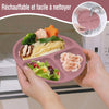 Assiette compartimentée en silicone réchauffable au micro-ondes et facile à nettoyer sous l'eau - Bébé Lova