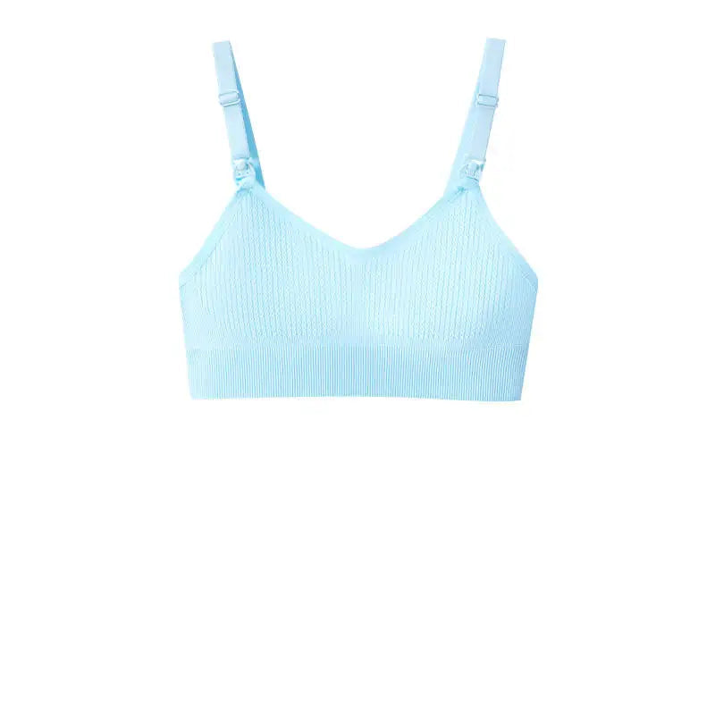 Soutien-gorge d'allaitement sans armature bleu ciel sur fond blanc - Bébé Lova