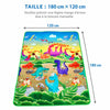 Dimensions du tapis d'éveil PlayZone : 180 x 120 cm, face dinosaures - Bébé Lova